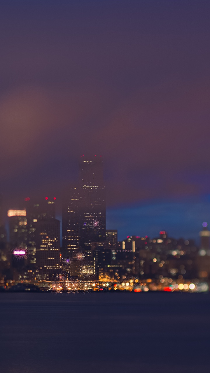 Обои городской пейзаж, Сиэтл, ночь, горизонт, город в разрешении 720x1280