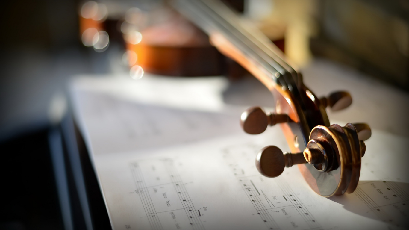 Обои скрипка, виолончель, классическая музыка, музыкальная нота, скрипка семья в разрешении 1366x768