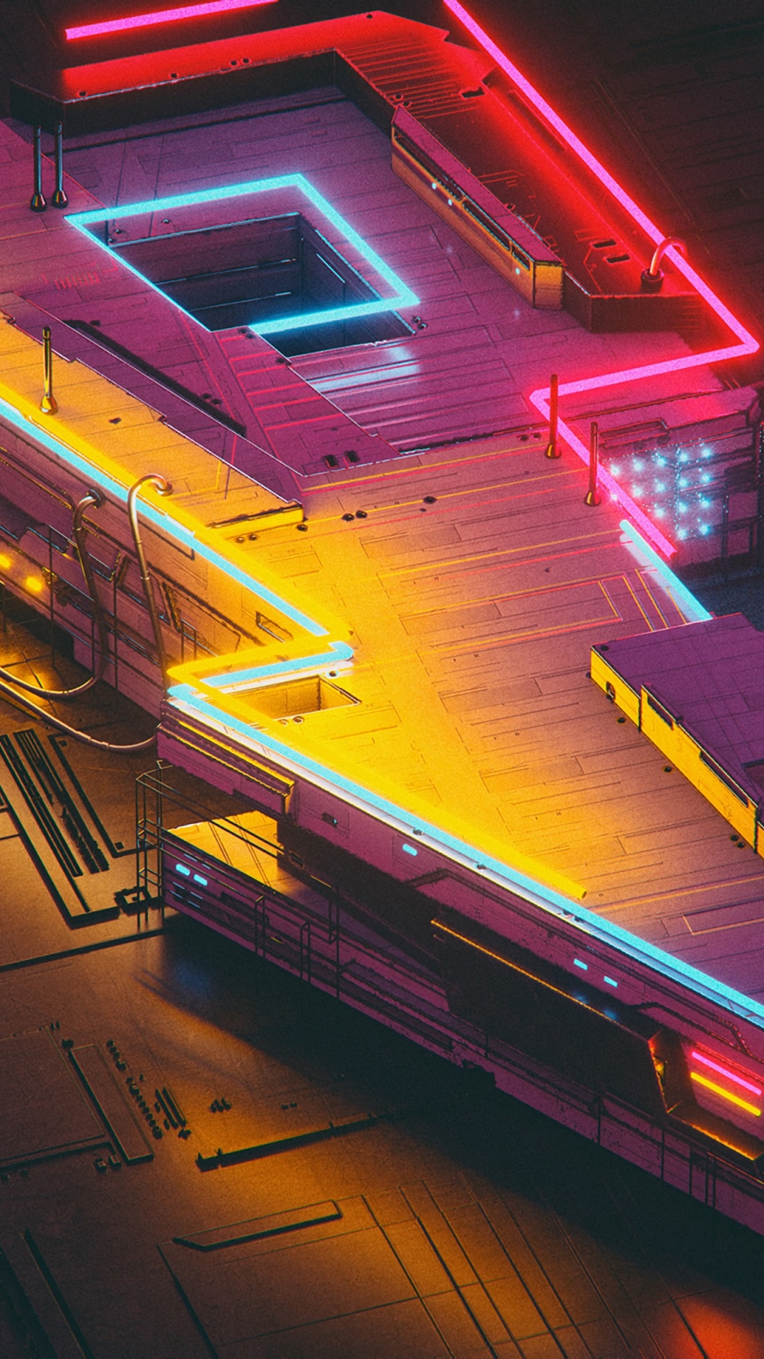 Обои арт, неон, свет, красный цвет, освещение в разрешении 1080x1920