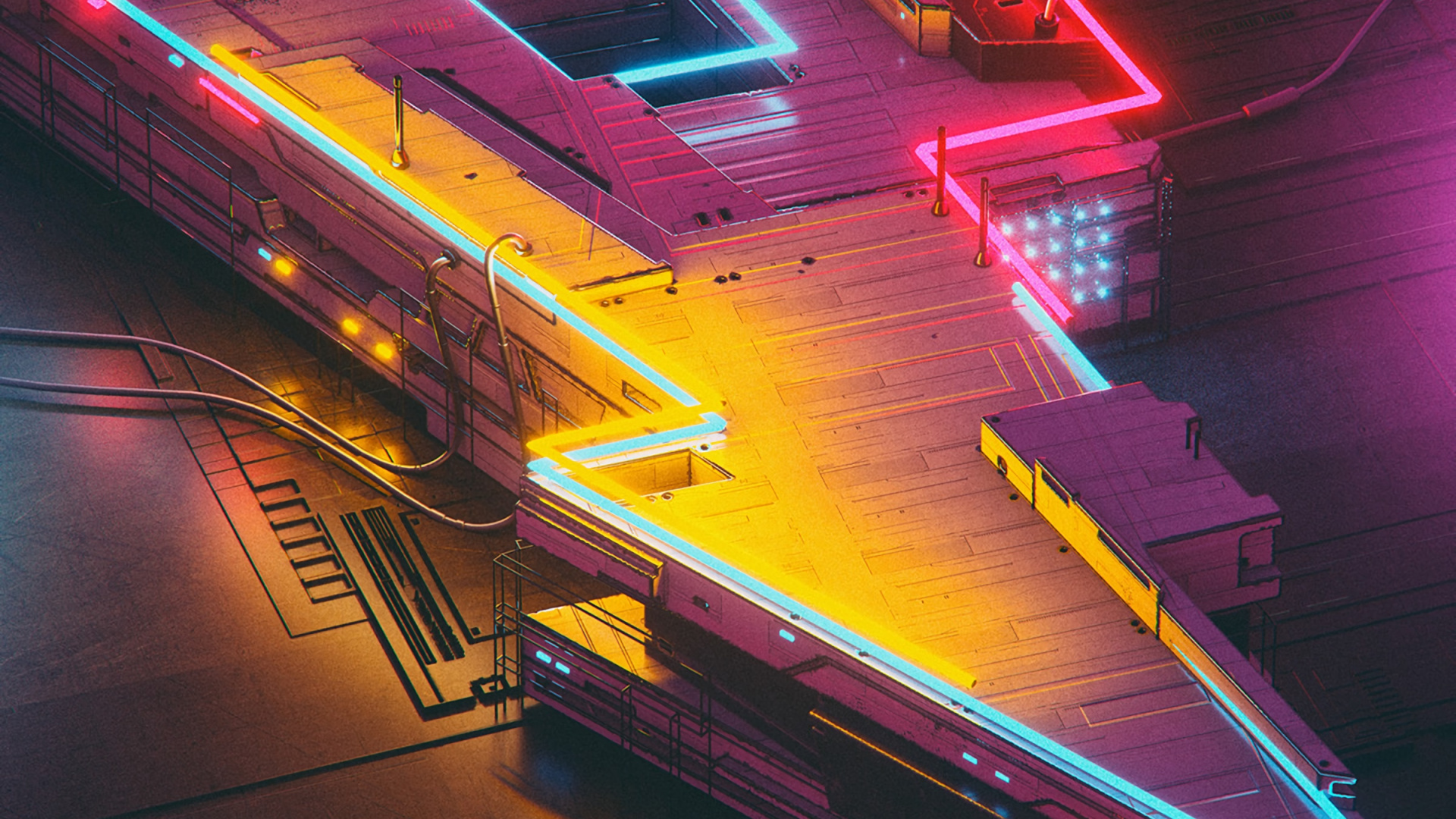 Обои арт, неон, свет, красный цвет, освещение в разрешении 1920x1080