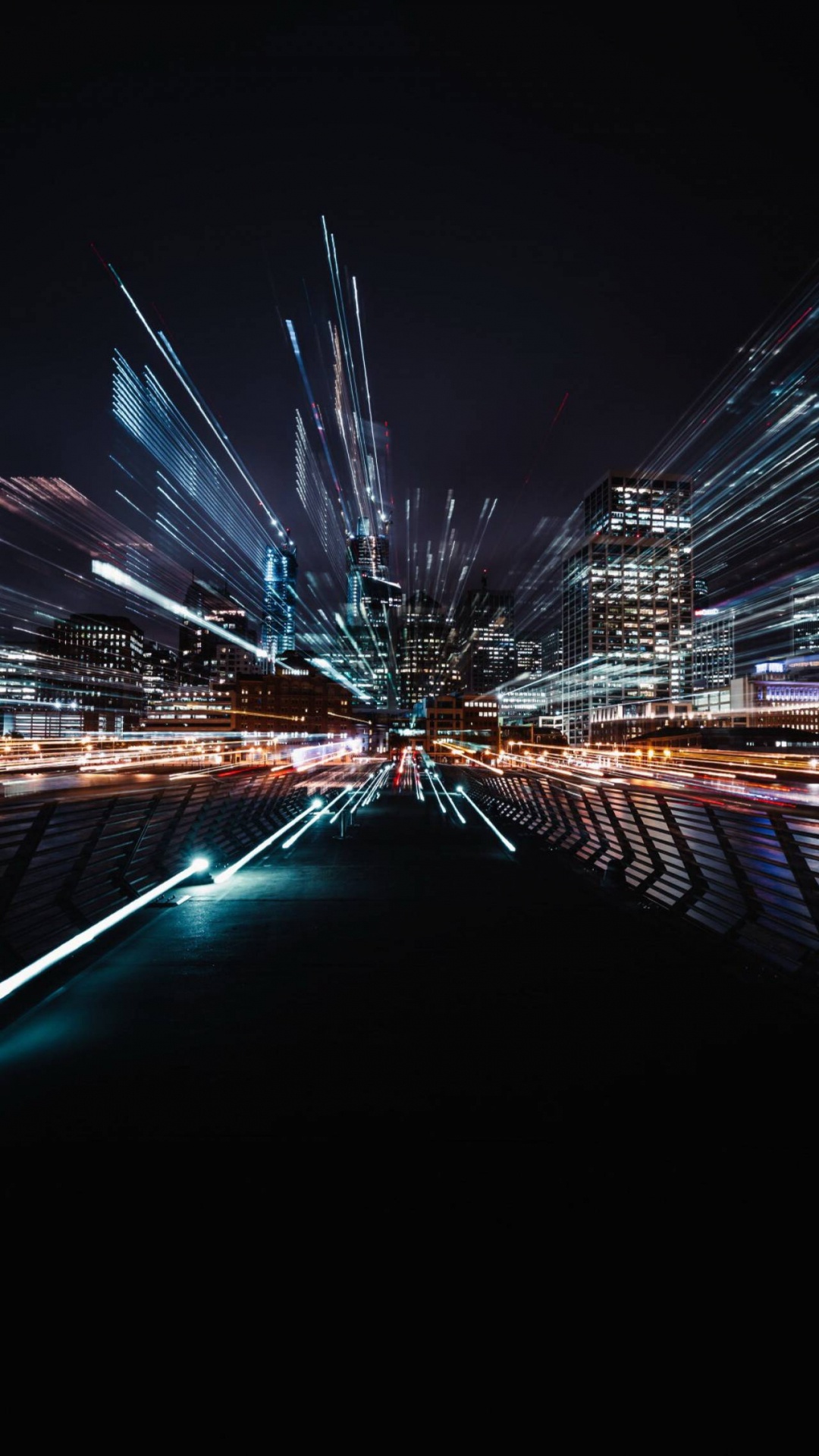 Обои отражение, синий, ночь, свет, городской район в разрешении 1080x1920