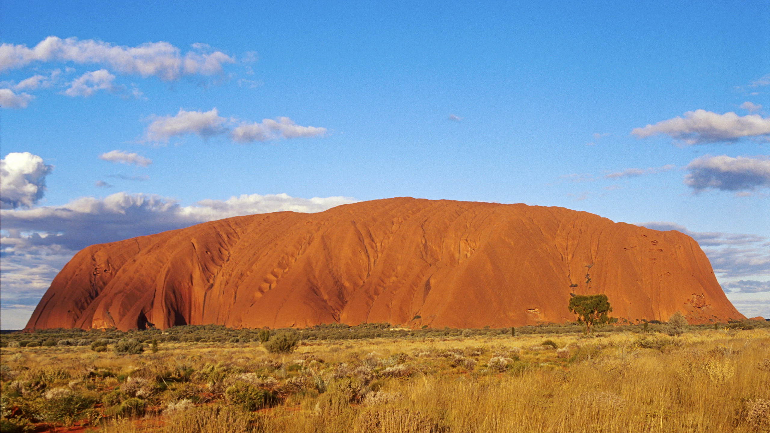 Обои Улуру, Алис-Спрингс, природный ландшафт, бесплодные земли, горный рельеф в разрешении 2560x1440