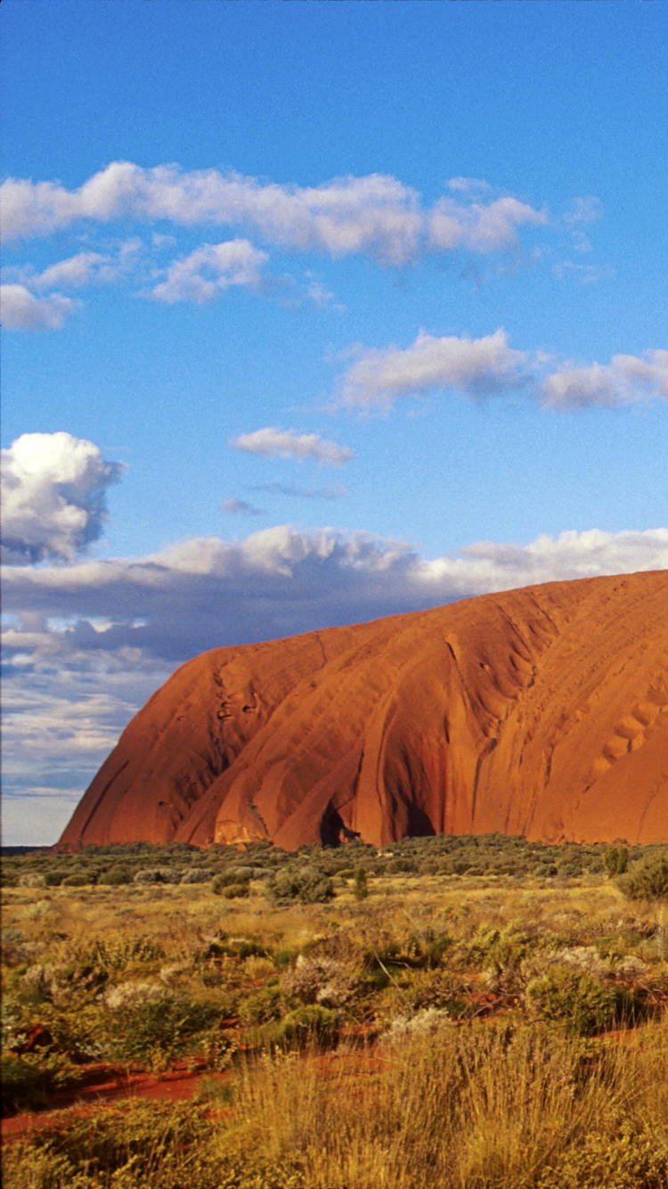 Обои Улуру, Алис-Спрингс, природный ландшафт, бесплодные земли, горный рельеф в разрешении 750x1334