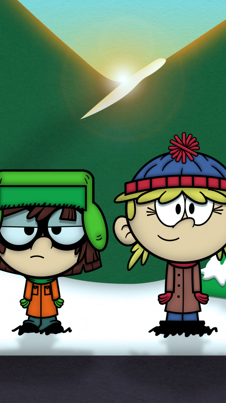 Обои громкий Хаус Южный парк, Люси Громко, Луна Громко, фан арт, мультфильм в разрешении 750x1334