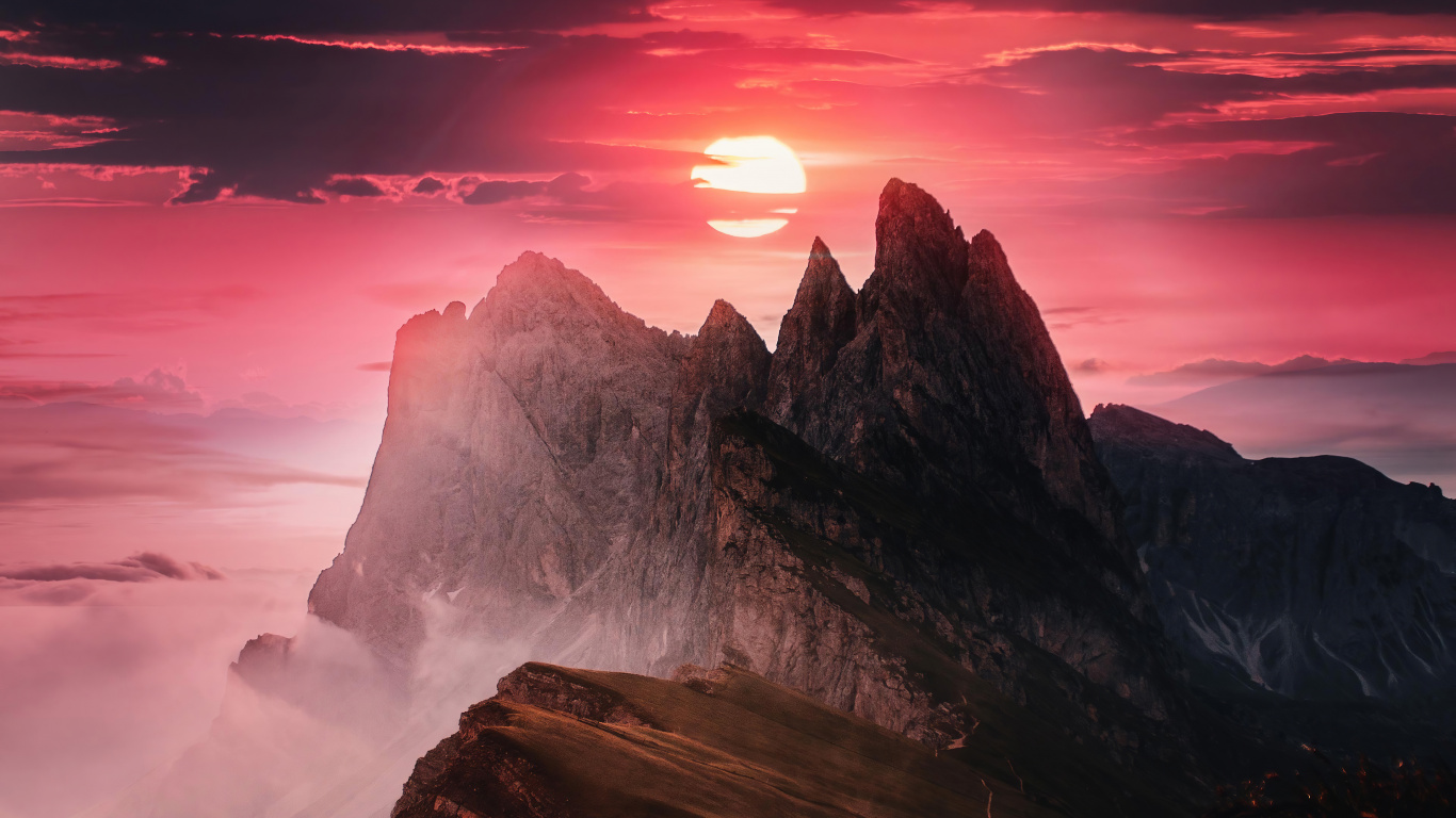 Обои природа, горный рельеф, гора, природный ландшафт, горный хребет в разрешении 1366x768