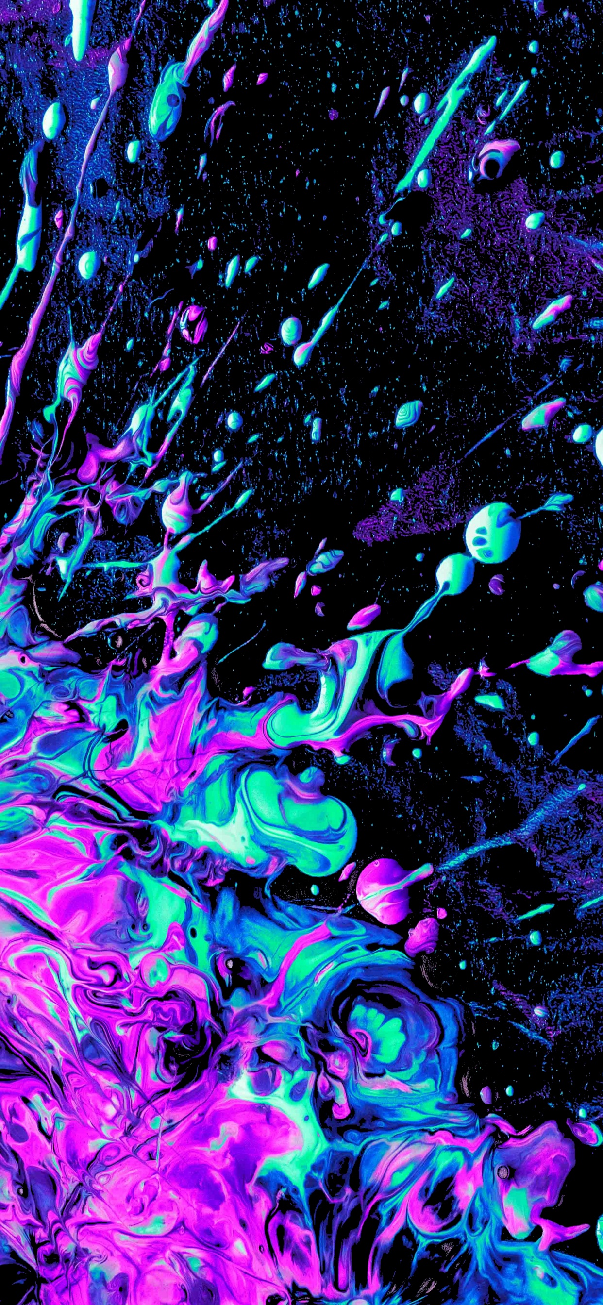 Обои фрактальное искусство, синий, пурпур, жидкий, арт в разрешении 1242x2688