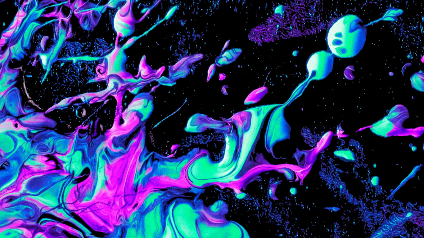 Обои фрактальное искусство, синий, пурпур, жидкий, арт в разрешении 1366x768