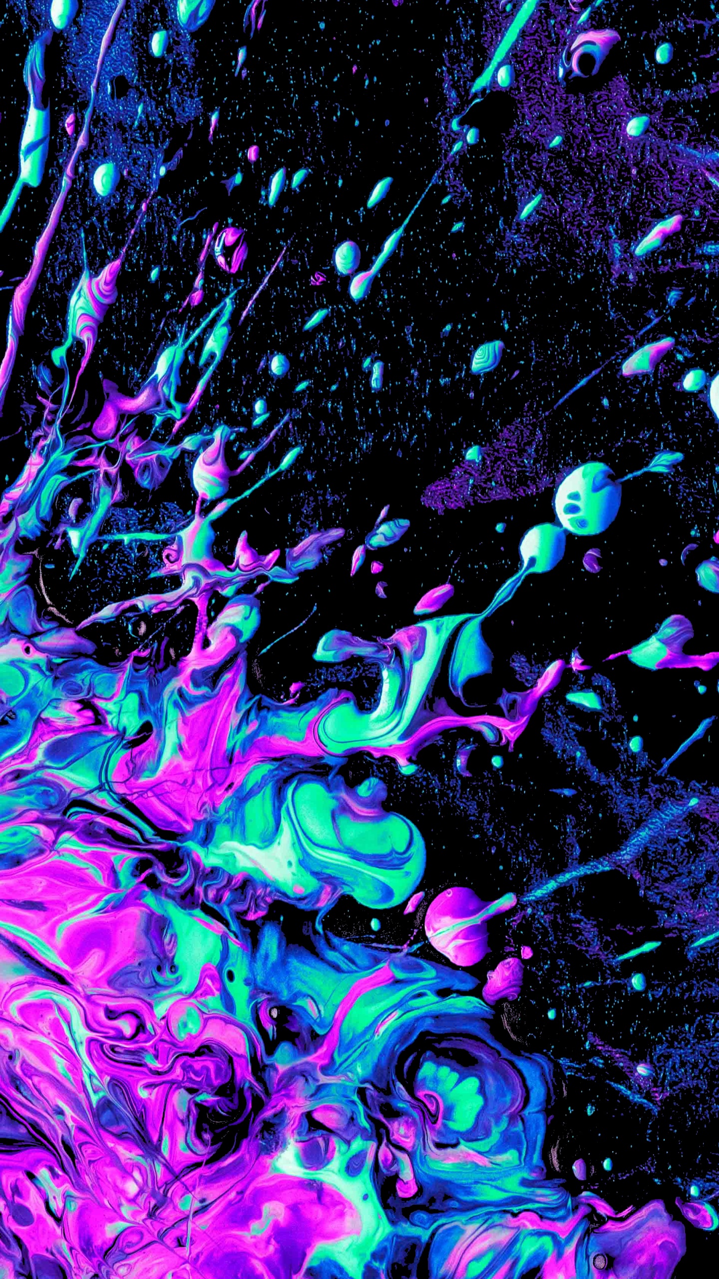 Обои фрактальное искусство, синий, пурпур, жидкий, арт в разрешении 1440x2560