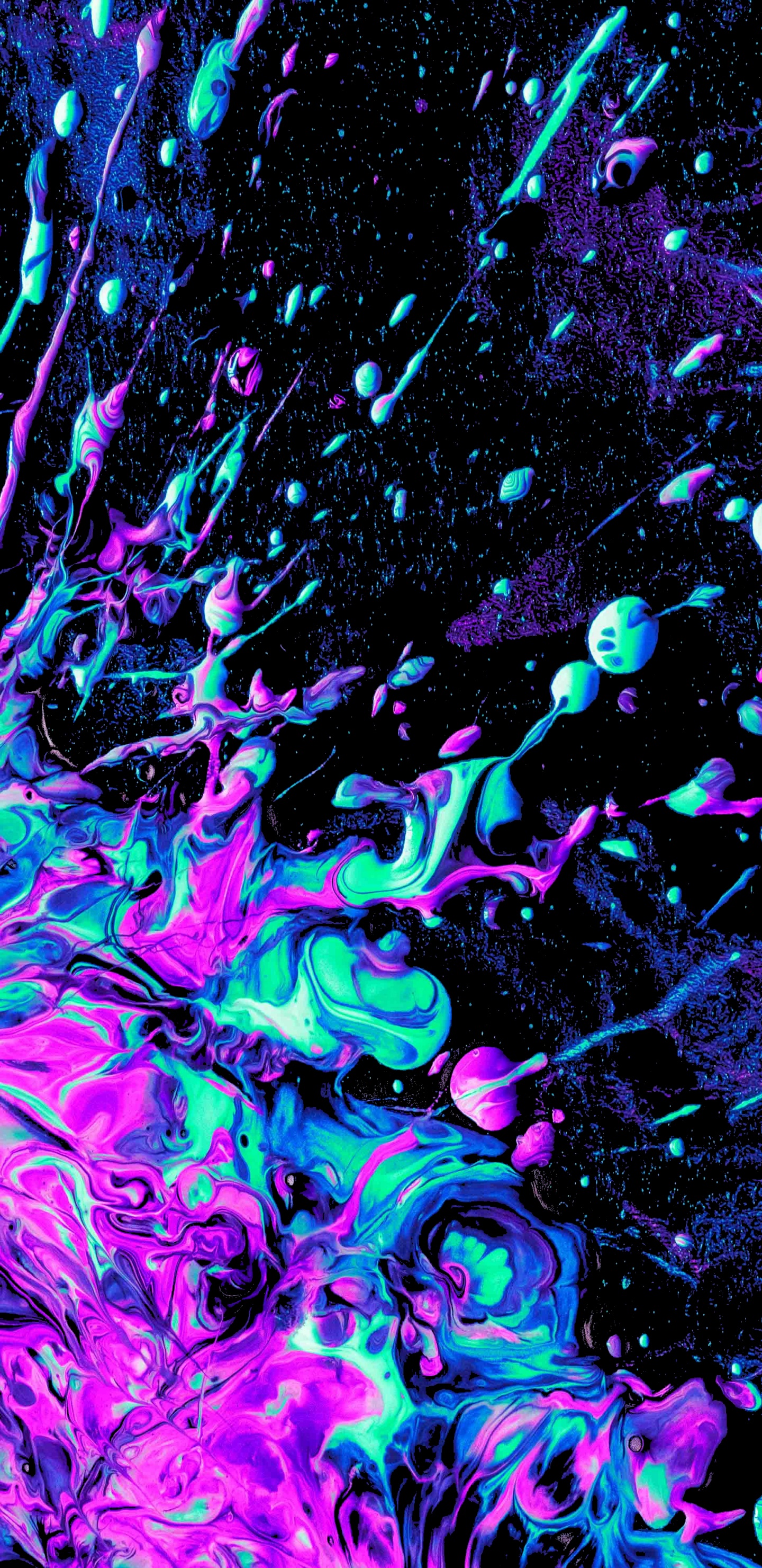 Обои фрактальное искусство, синий, пурпур, жидкий, арт в разрешении 1440x2960