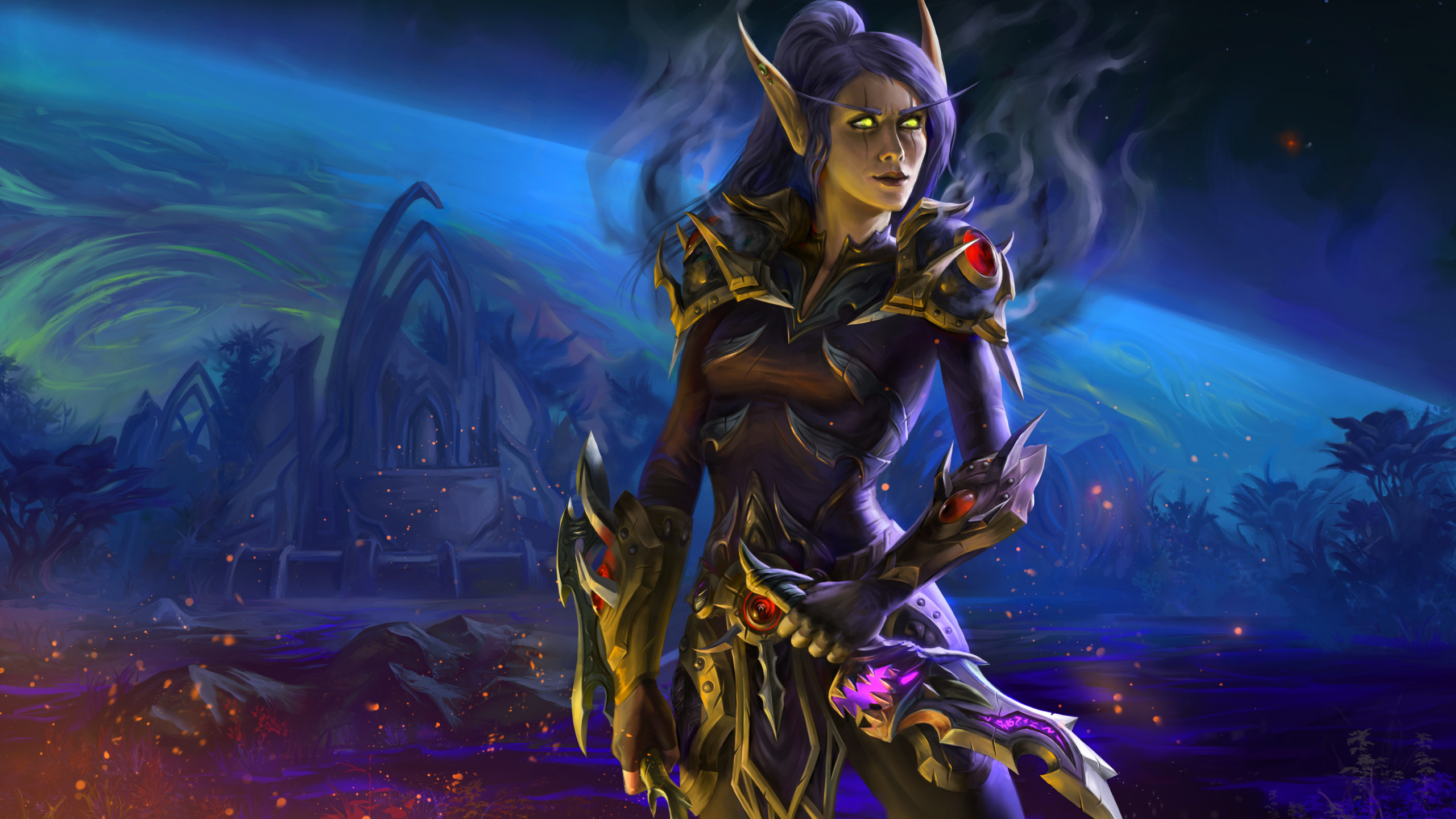 Обои world of warcraft, домашний очаг, онлайн игра, игры, иллюстрация в разрешении 2560x1440