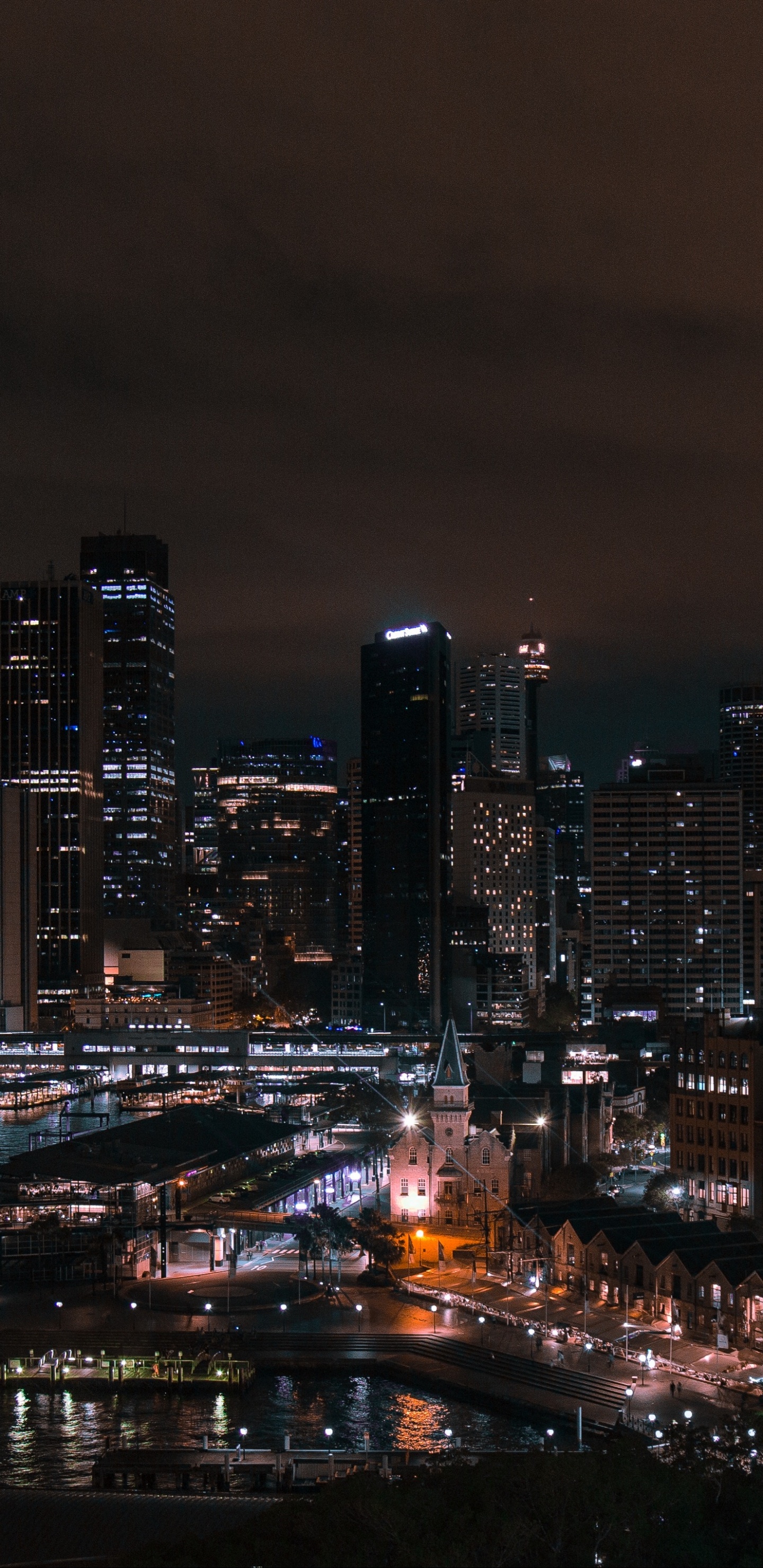 Обои Сидней, иллюстрация, городской пейзаж, здание, небоскреб в разрешении 1440x2960