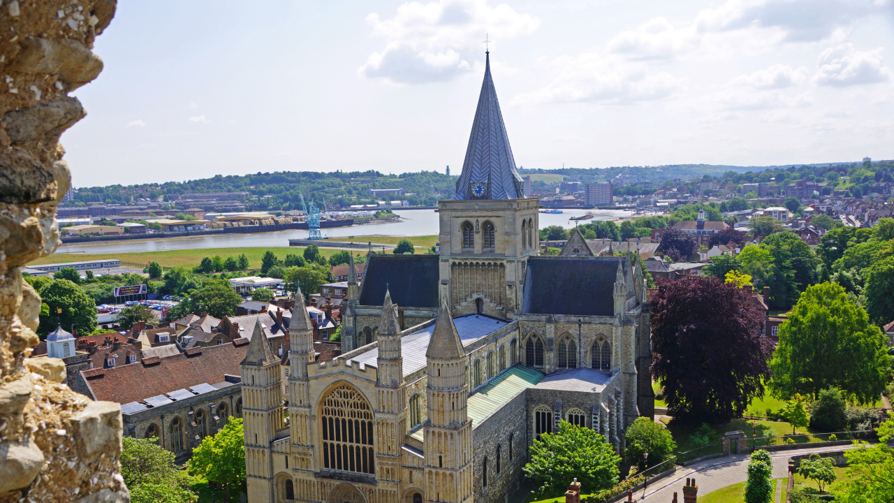 Обои Рочестерский Кафедральный Собор, город, здание, церковь, собор в разрешении 1280x720