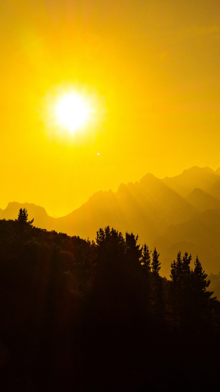 Обои гора, солнце, природа, восход солнца, закат в разрешении 720x1280