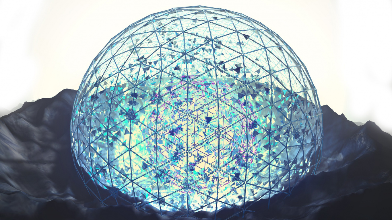 Обои сфера, синий, купол, архитектура, мир в разрешении 1366x768