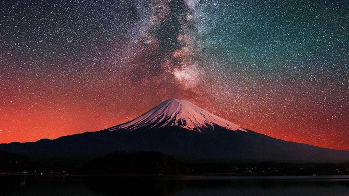 Обои природа, горизонт, отражение, ночь, атмосфера в разрешении 1366x768