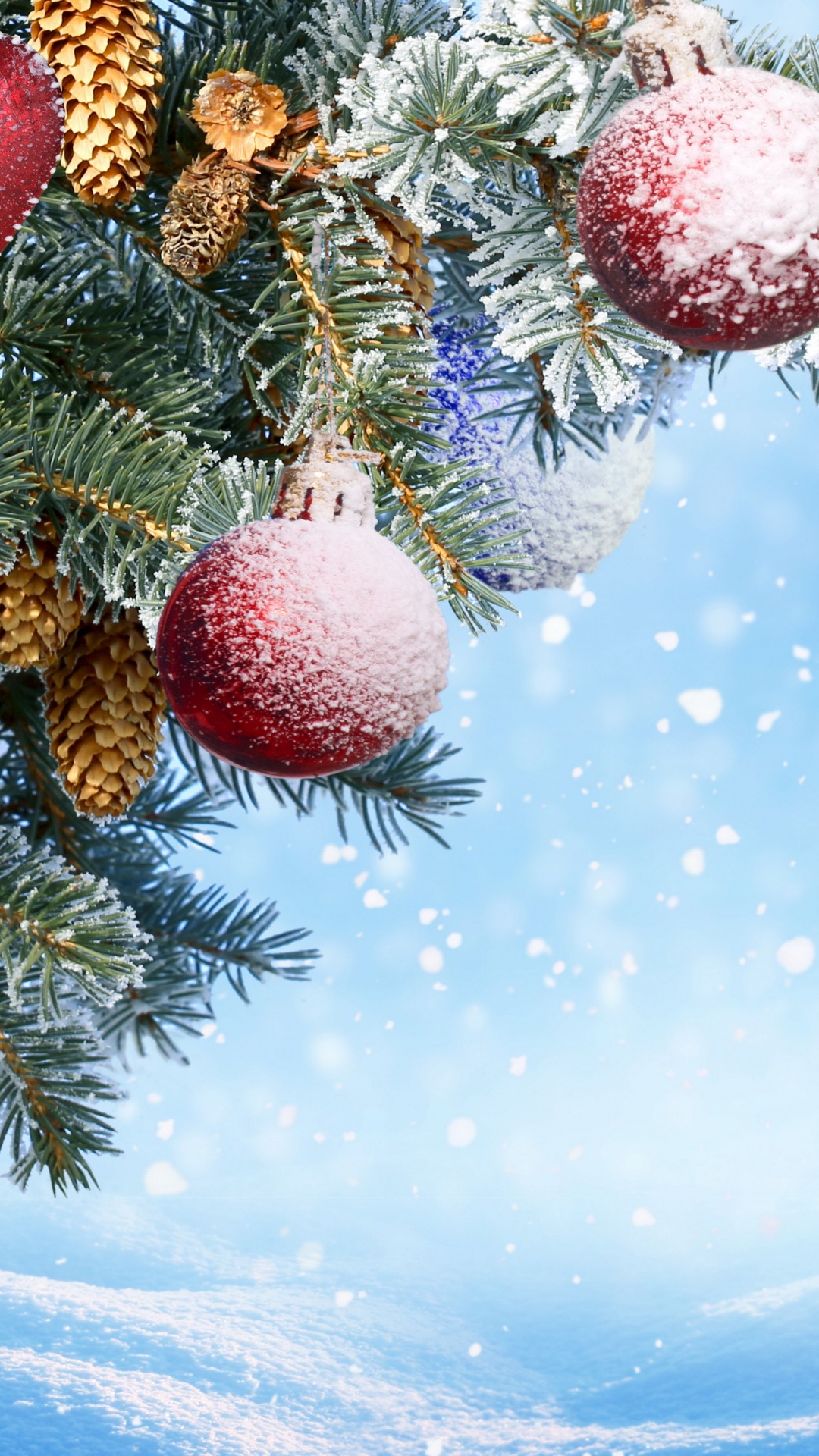 Обои Новый год, Рождественский день, рождественский орнамент, дерево, пихта в разрешении 1080x1920