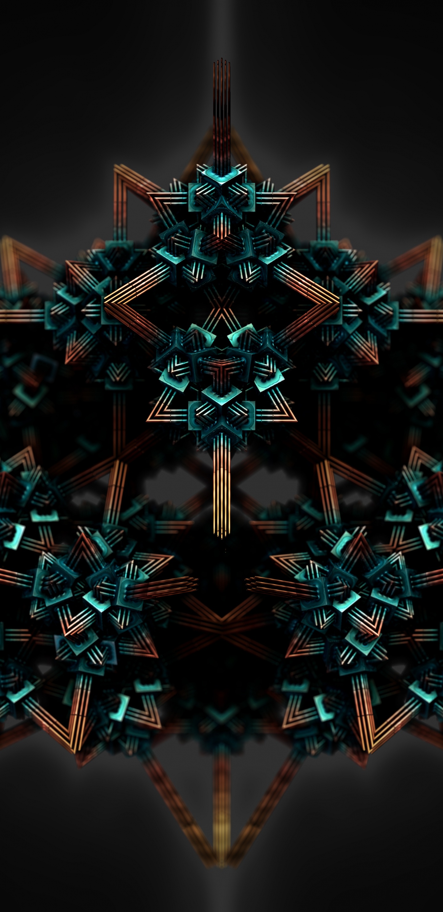 Обои фрактальное искусство, симметрия, дизайн, узор, калейдоскоп в разрешении 1440x2960