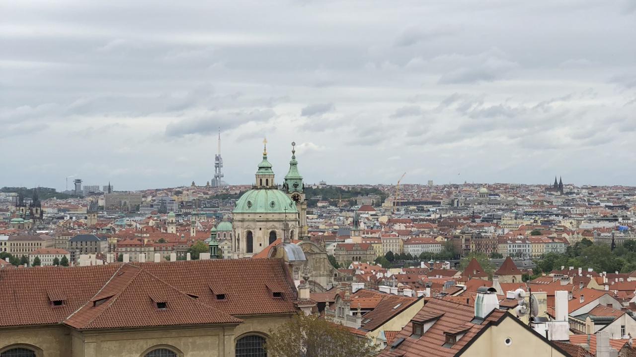 Обои водоем, природа, растительность, архитектура, жилой район в разрешении 1280x720