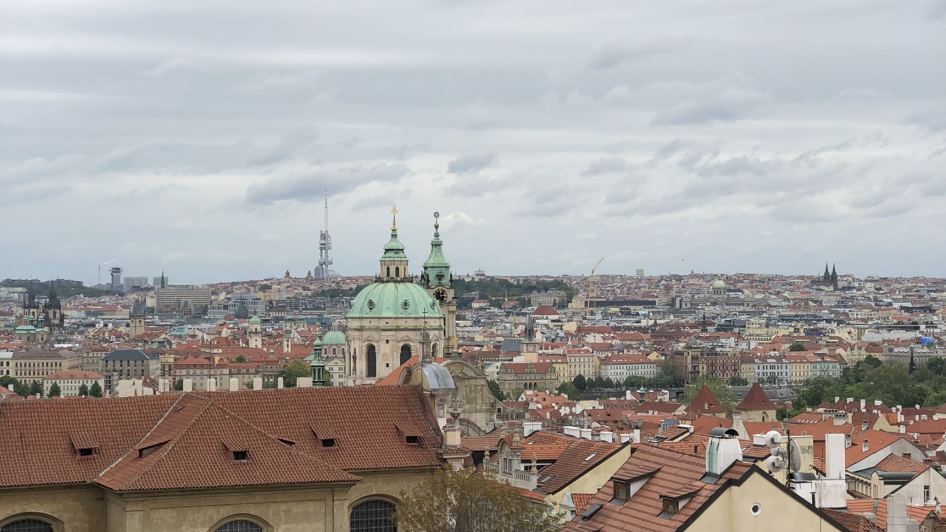 Обои водоем, природа, растительность, архитектура, жилой район в разрешении 1366x768
