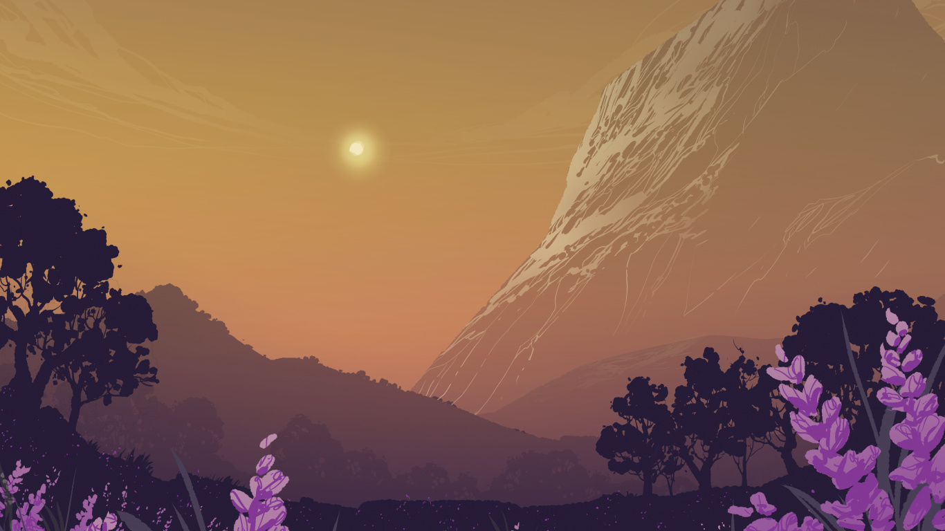 Обои природа, лаванда, природный ландшафт, пурпур, гора в разрешении 1366x768