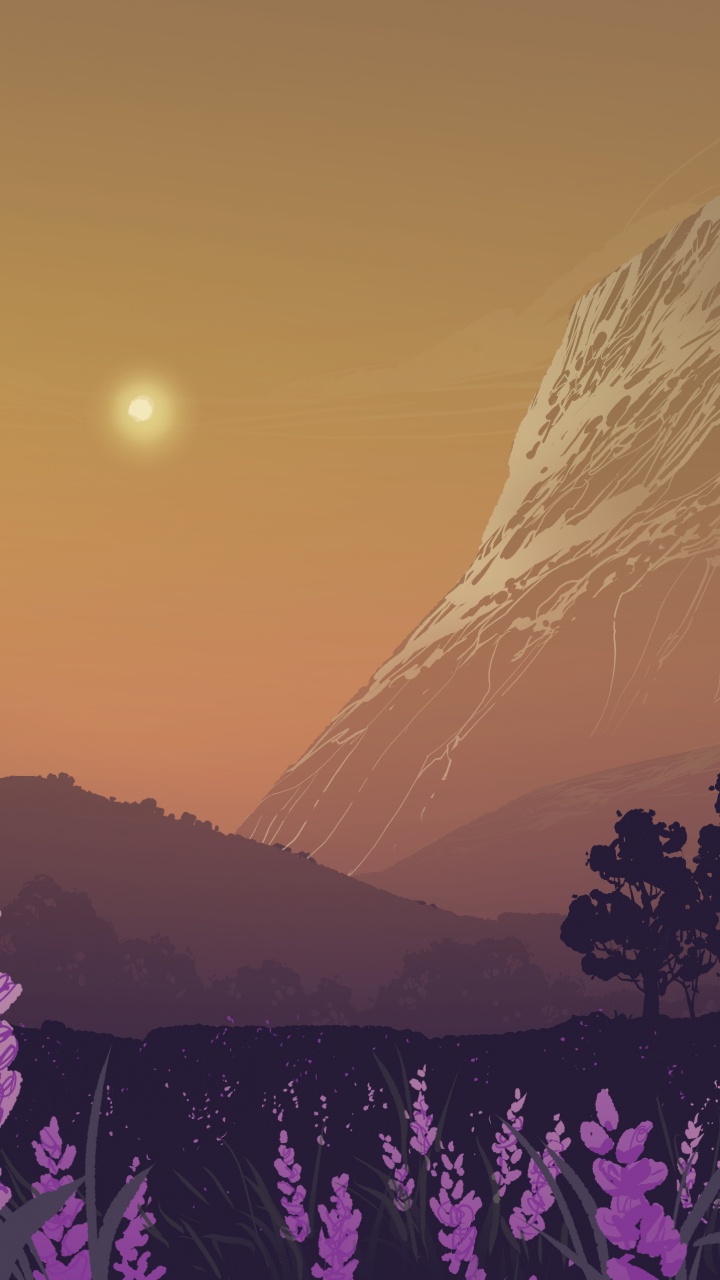 Обои природа, лаванда, природный ландшафт, пурпур, гора в разрешении 720x1280