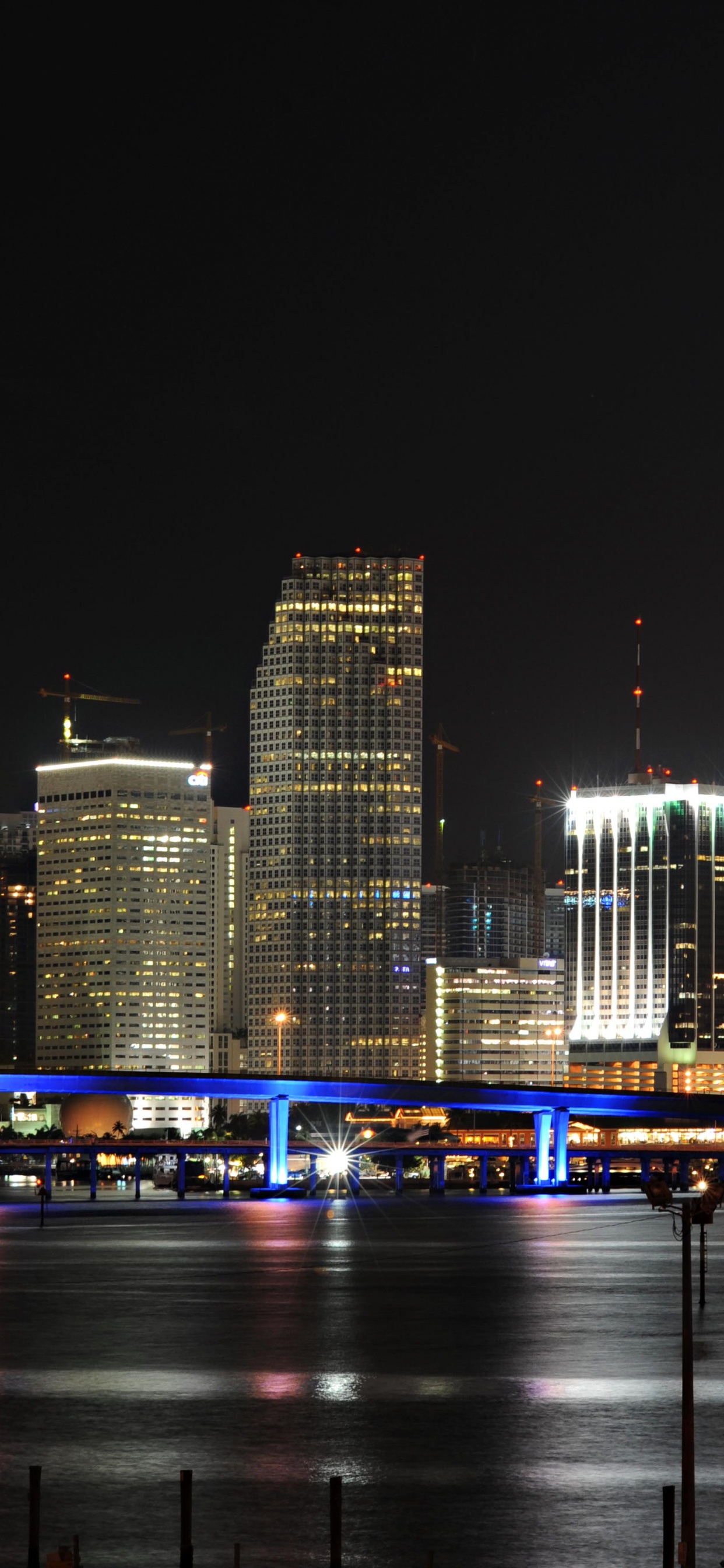 Обои Майами, МайамиБич, город, городской пейзаж, ночь в разрешении 1242x2688