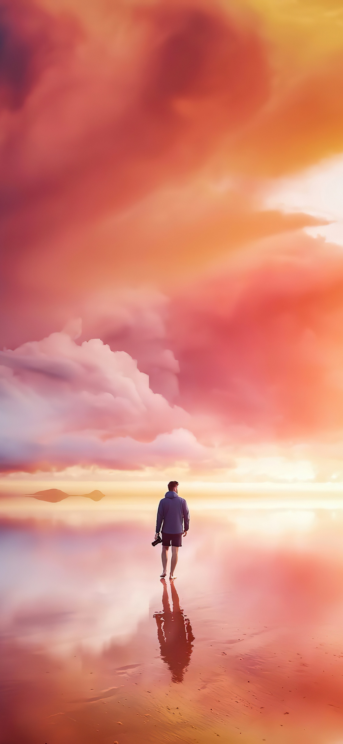 Обои облако, Люди в природе, природный ландшафт, Счастлив, послесвечение в разрешении 1125x2436