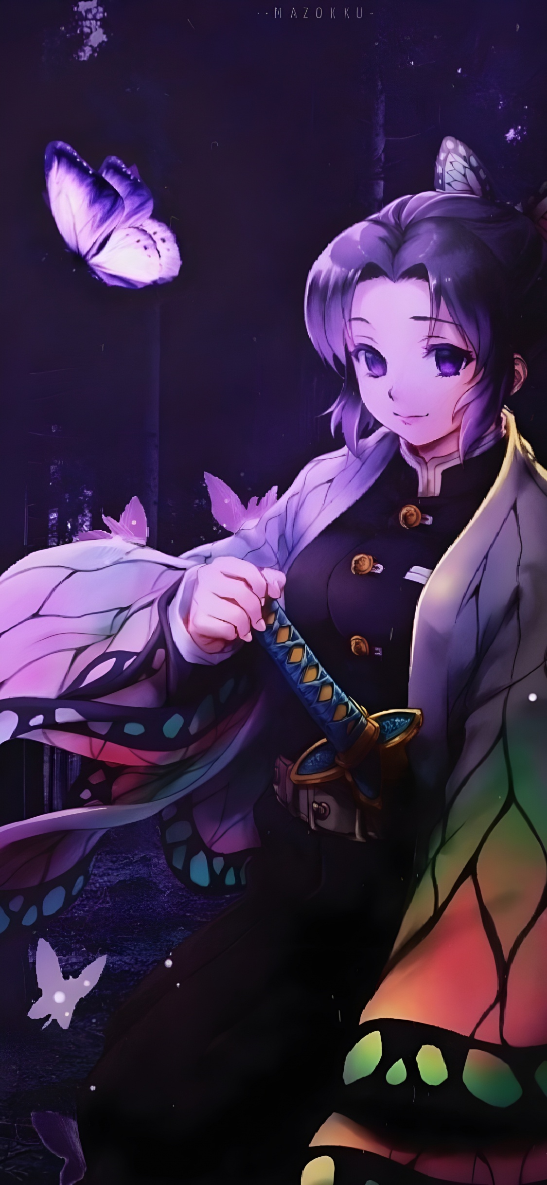 Обои эстетический аниме убийца демонов, Танджиро Камадо, Незуко Камадо, убийца демонов kimetsu no yaiba, аниме в разрешении 1125x2436