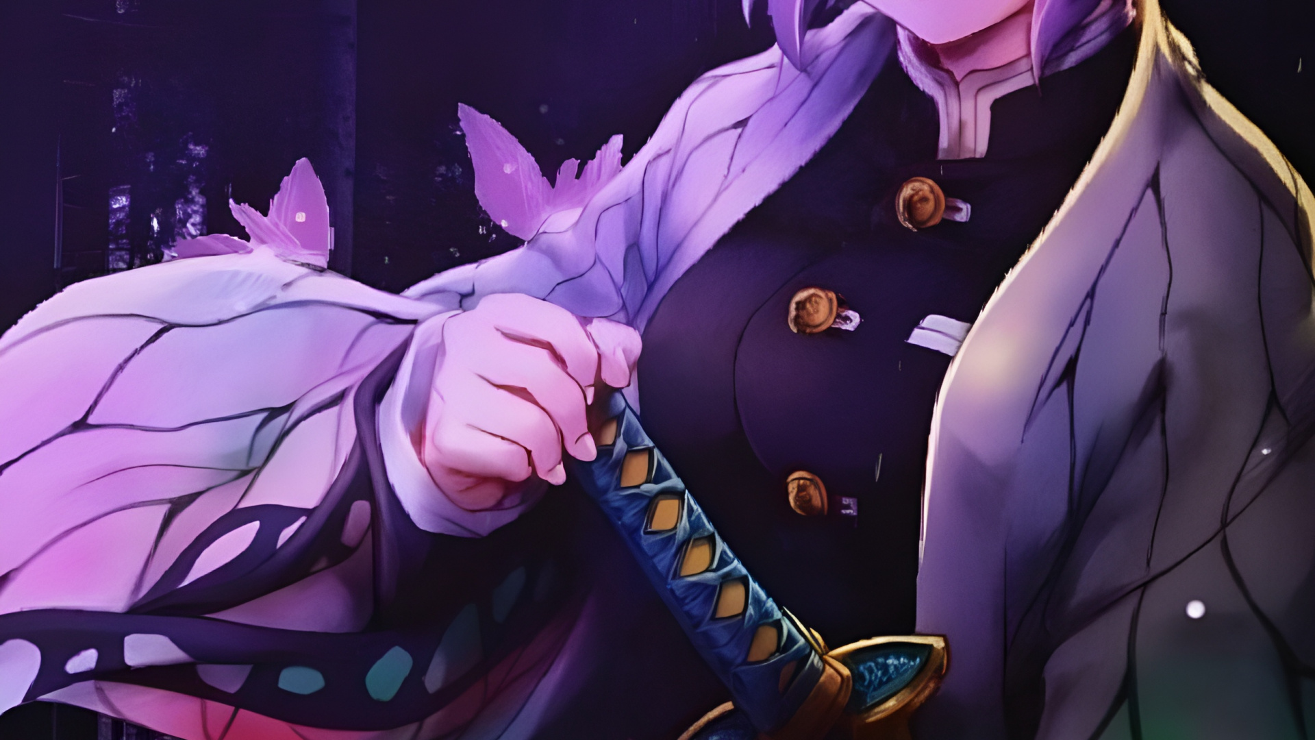 Обои эстетический аниме убийца демонов, Танджиро Камадо, Незуко Камадо, убийца демонов kimetsu no yaiba, аниме в разрешении 1920x1080