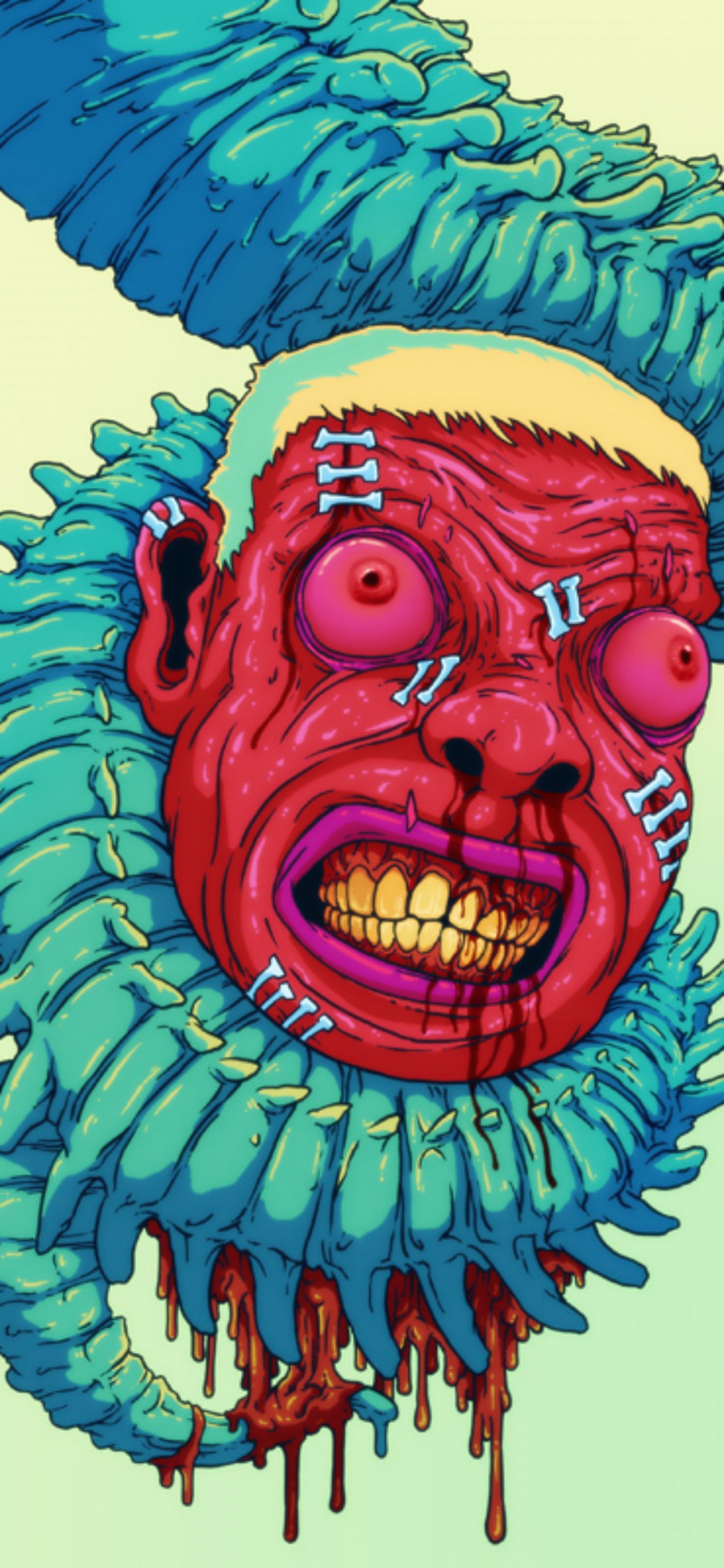 Обои иллюстрация, визуальное искусство, акриловая краска, арт, рот в разрешении 1125x2436