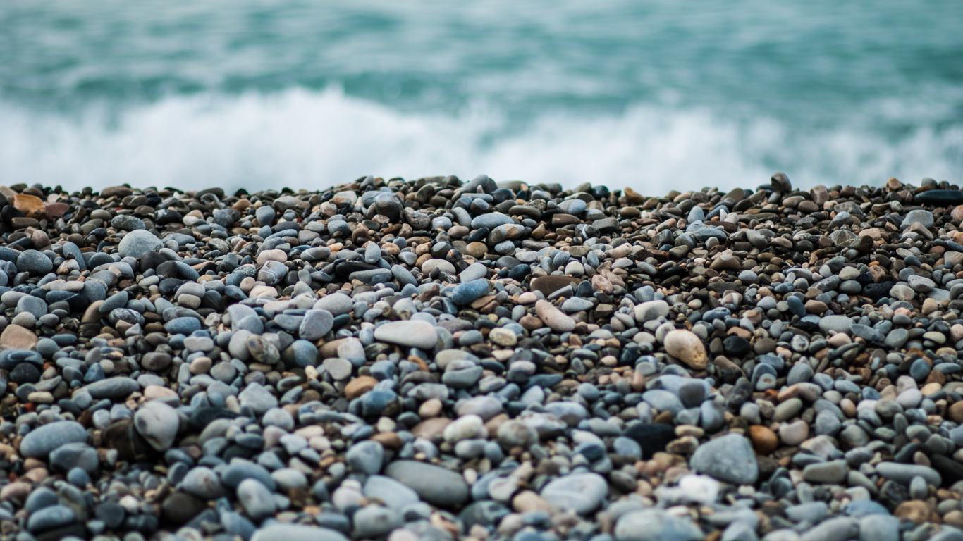 Обои вода, рок, булыжник, земля, цветной в разрешении 1366x768