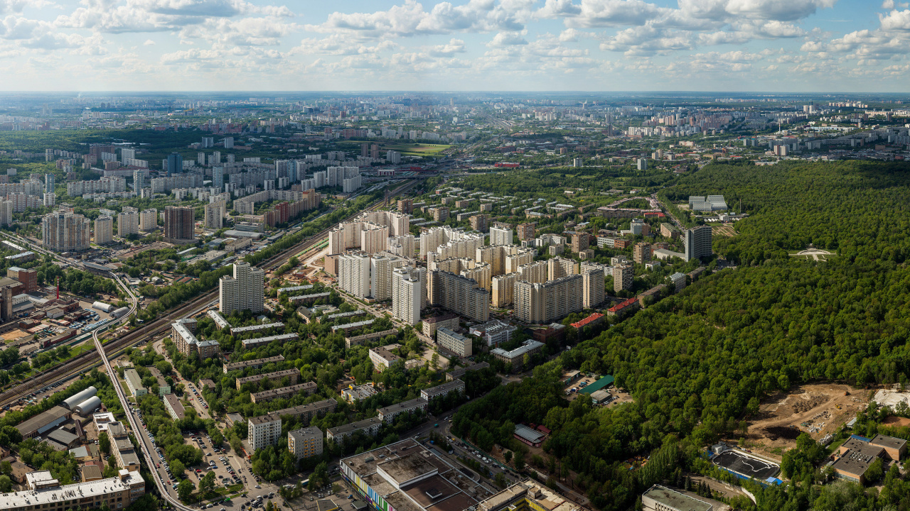 Обои Москва, городской район, город, городской пейзаж, метрополия в разрешении 1280x720