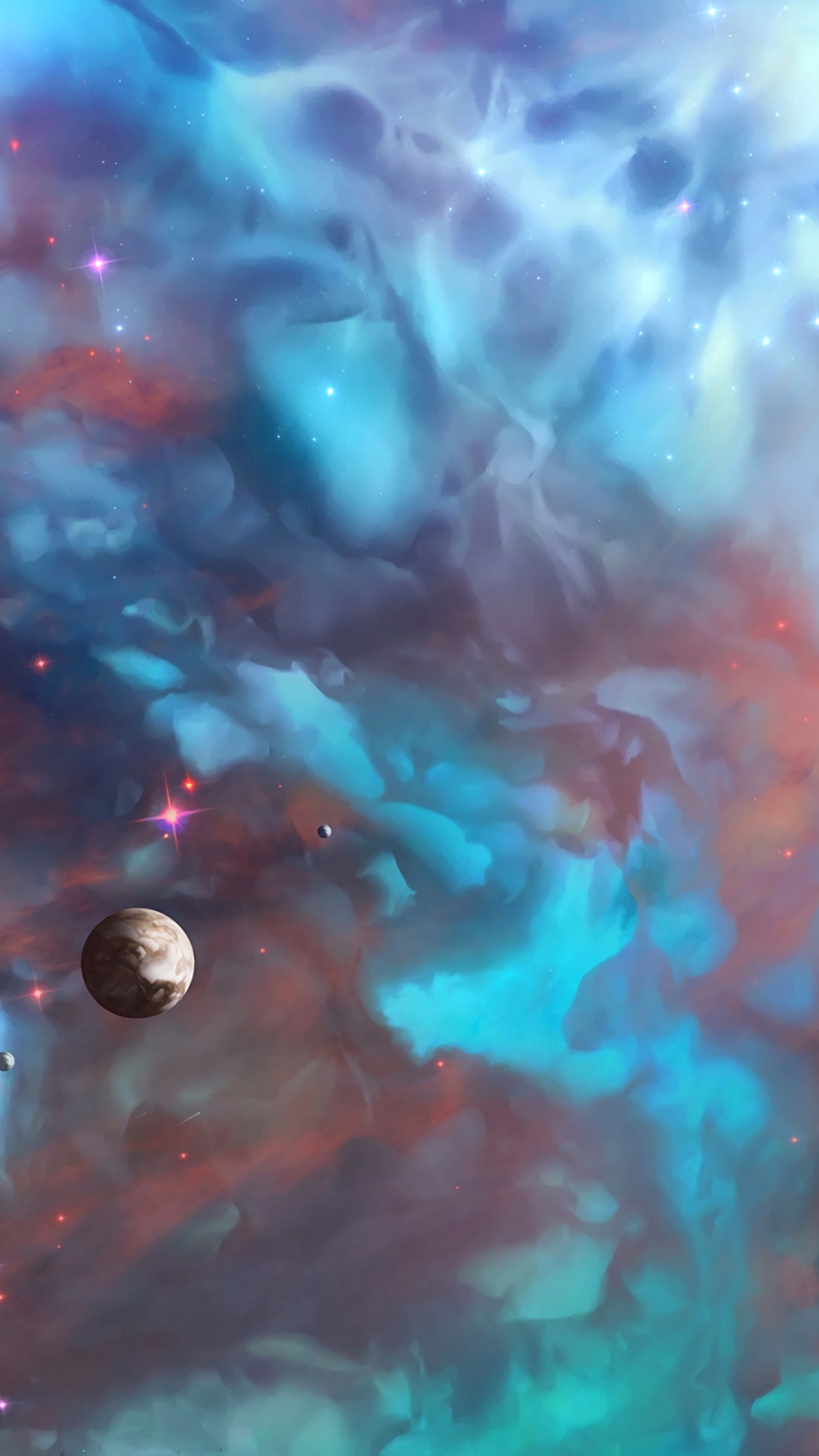 Обои космос, синий, Аква, туманность, вода в разрешении 1080x1920