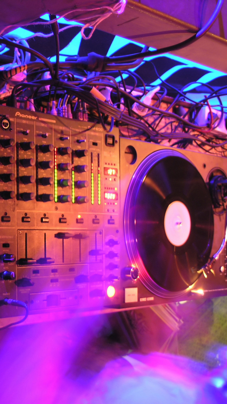 Обои дискотека, диджей микс, пурпур, диджей, освещение в разрешении 750x1334