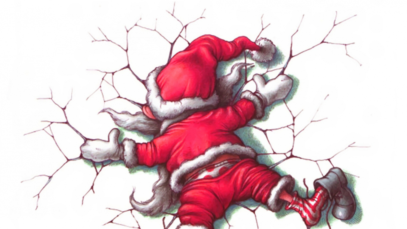 Обои Рождественский день, Санта-Клаус, иллюстрация, музыка, вымышленный персонаж в разрешении 1366x768