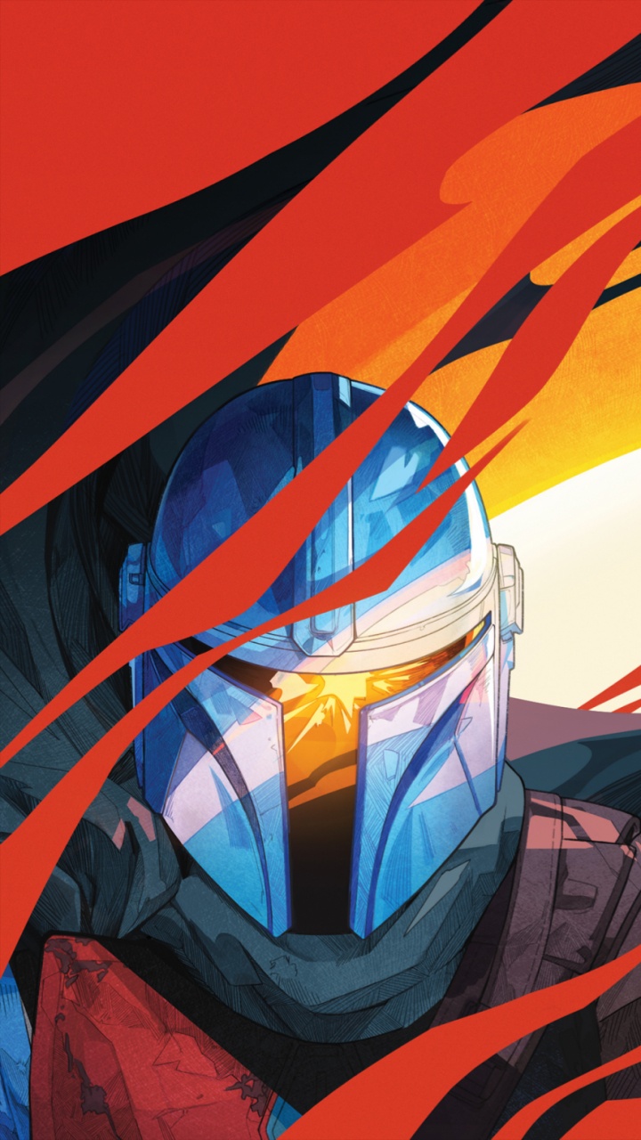 Обои звездные войны, мандалорцы, линия, арт, художественная краска в разрешении 720x1280