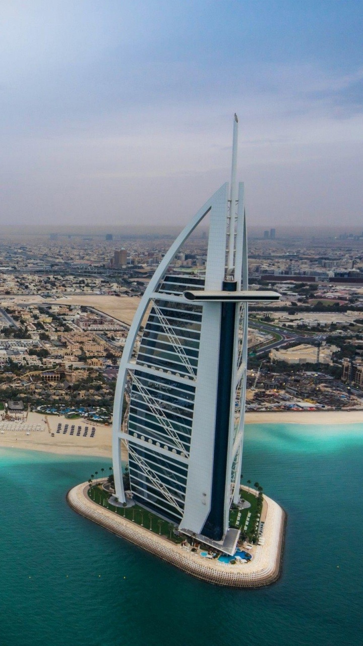 Обои Джумейра Бич отель, пляж Джумейра, пляж, море, искусственный остров в разрешении 720x1280