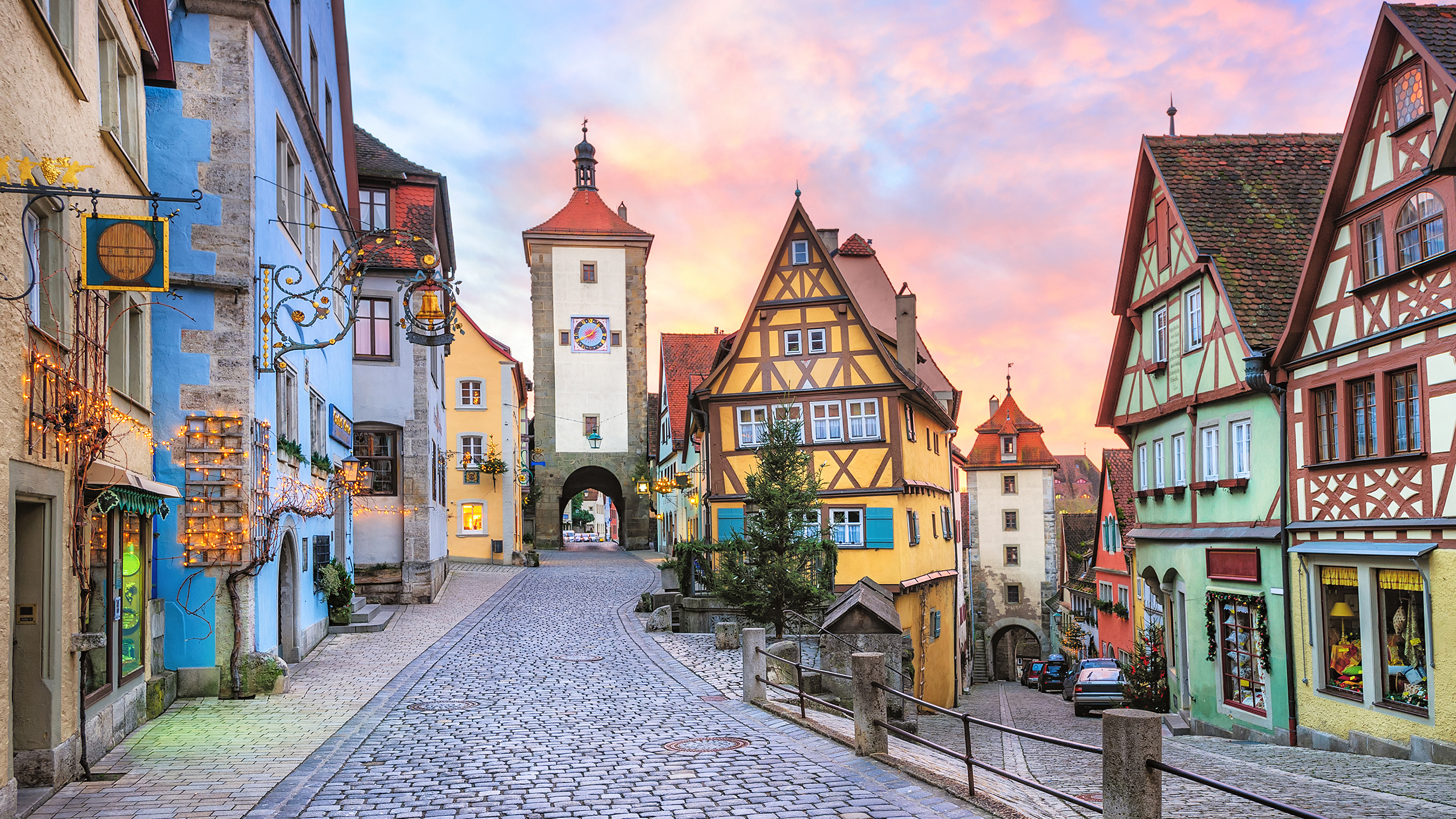 Обои Ротенбург-об-дер-Таубер, Таубер, Романтическая Дорога, городок, улица в разрешении 3840x2160