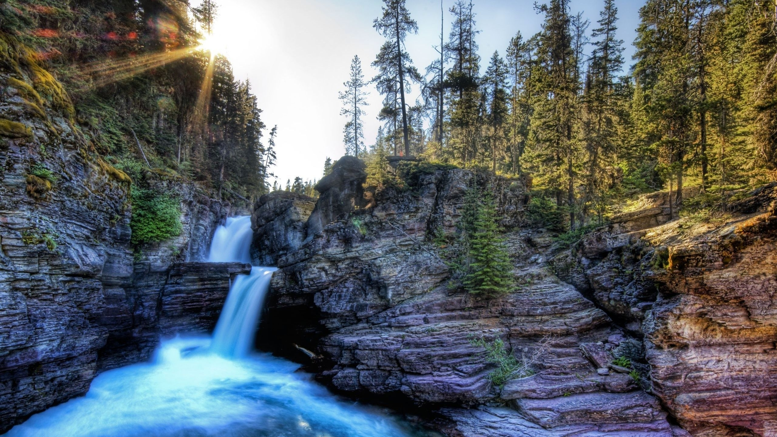 Обои Сент-Мэри-Фолс, Святой Марии Падает, водопад, природа, водоем в разрешении 2560x1440