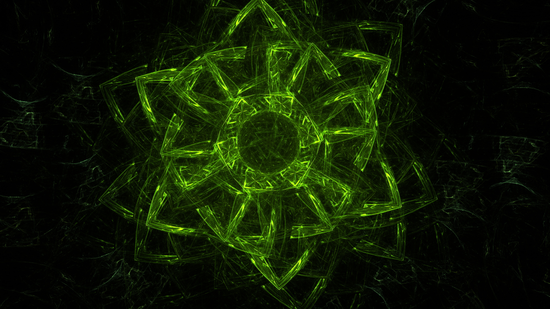 Обои фрактальное искусство, зеленый, узор, дизайн, арт в разрешении 1920x1080