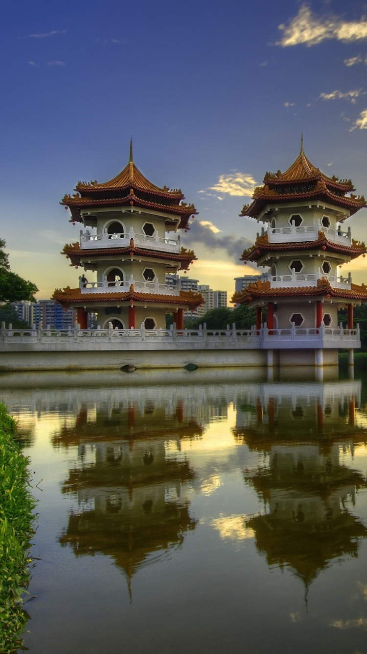 Обои китайский сад, Китай, отражение, природа, вода в разрешении 750x1334