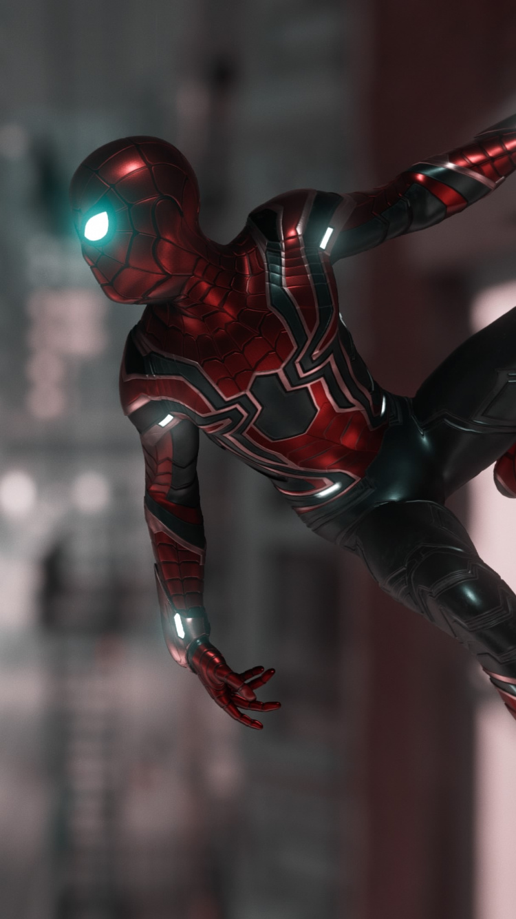 Обои человек-паук, супергерой, Железный Паук, playstation 4, молот в разрешении 750x1334