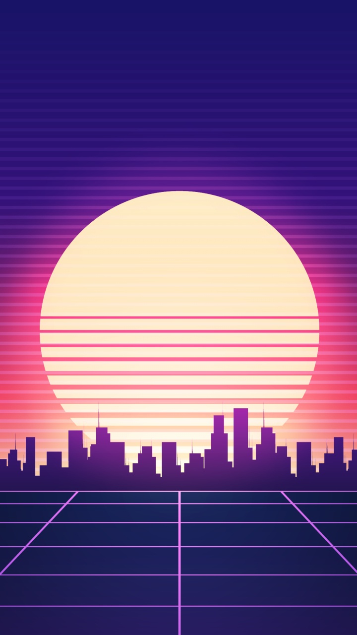 Обои Synthwave, арт, атмосфера, мир, Оранжевый цвет в разрешении 720x1280