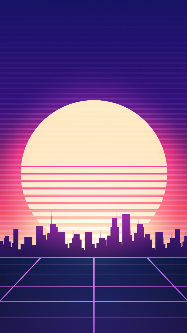 Обои Synthwave, арт, атмосфера, мир, Оранжевый цвет в разрешении 750x1334