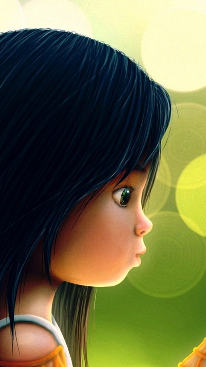 Обои мультфильм, Люди в природе, зеленый, одуванчик, желтый в разрешении 720x1280