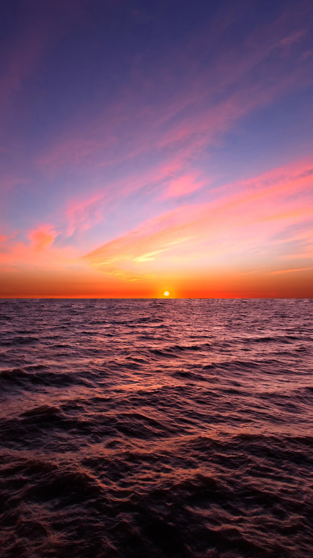 Обои закат, горизонт, море, океан, восход солнца в разрешении 1080x1920