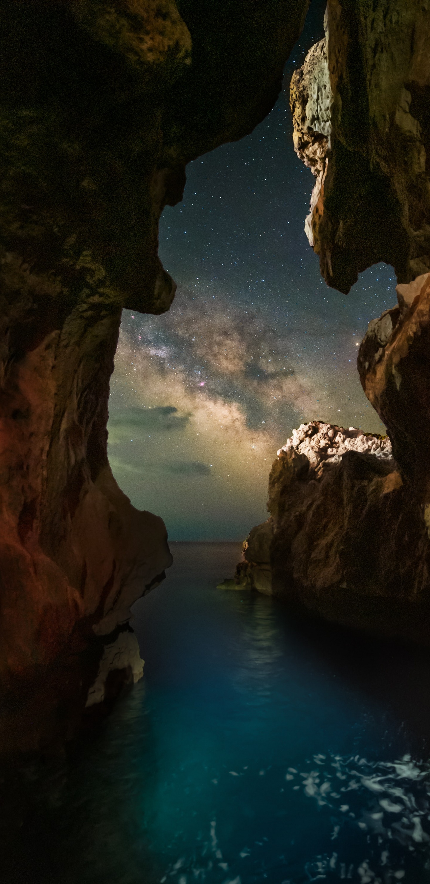 Обои Млечный Путь, звезда, вода, облако, гидроресурсы в разрешении 1440x2960