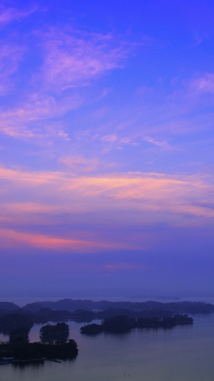 Обои горизонт, море, послесвечение, красный, Восход в разрешении 750x1334