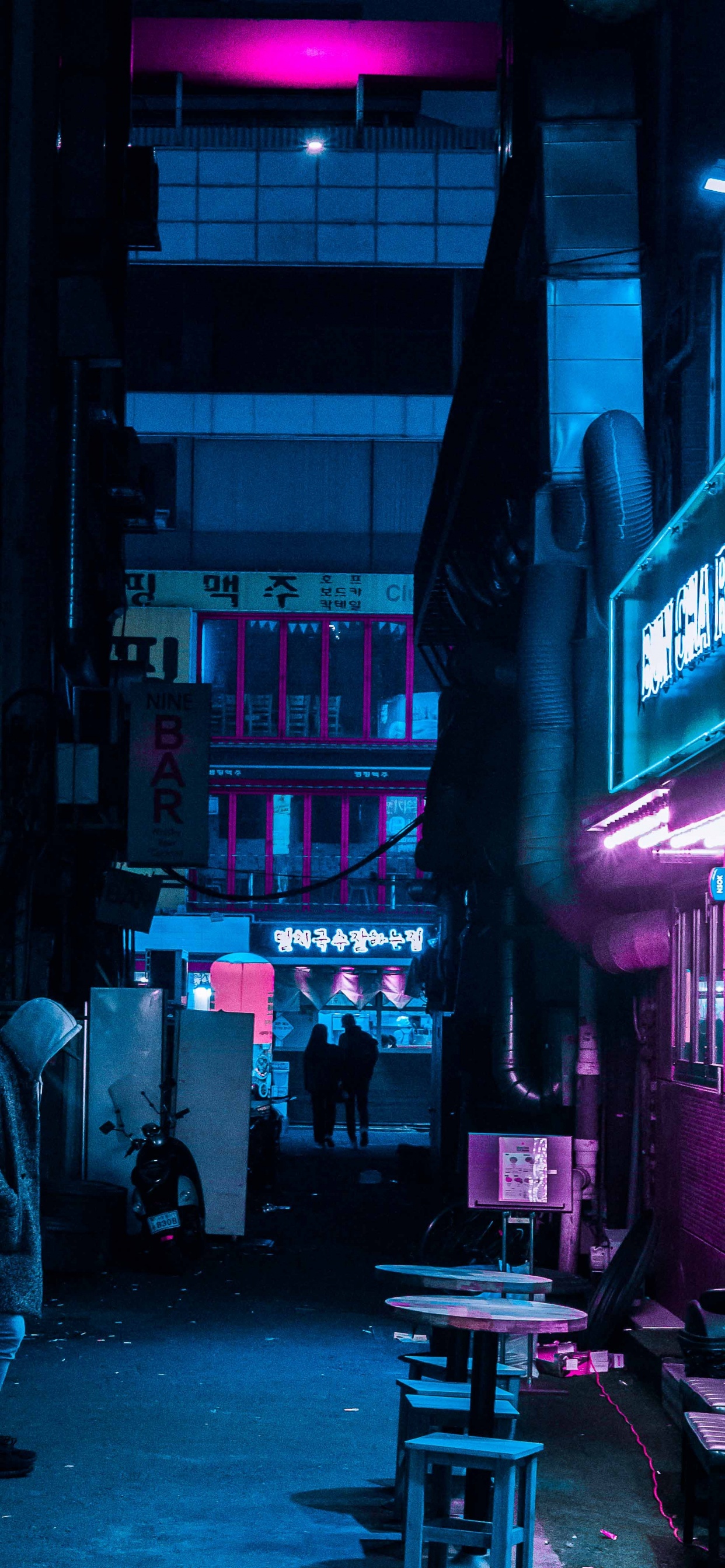 Обои освещение, неон, свет, синий, пурпур в разрешении 1242x2688