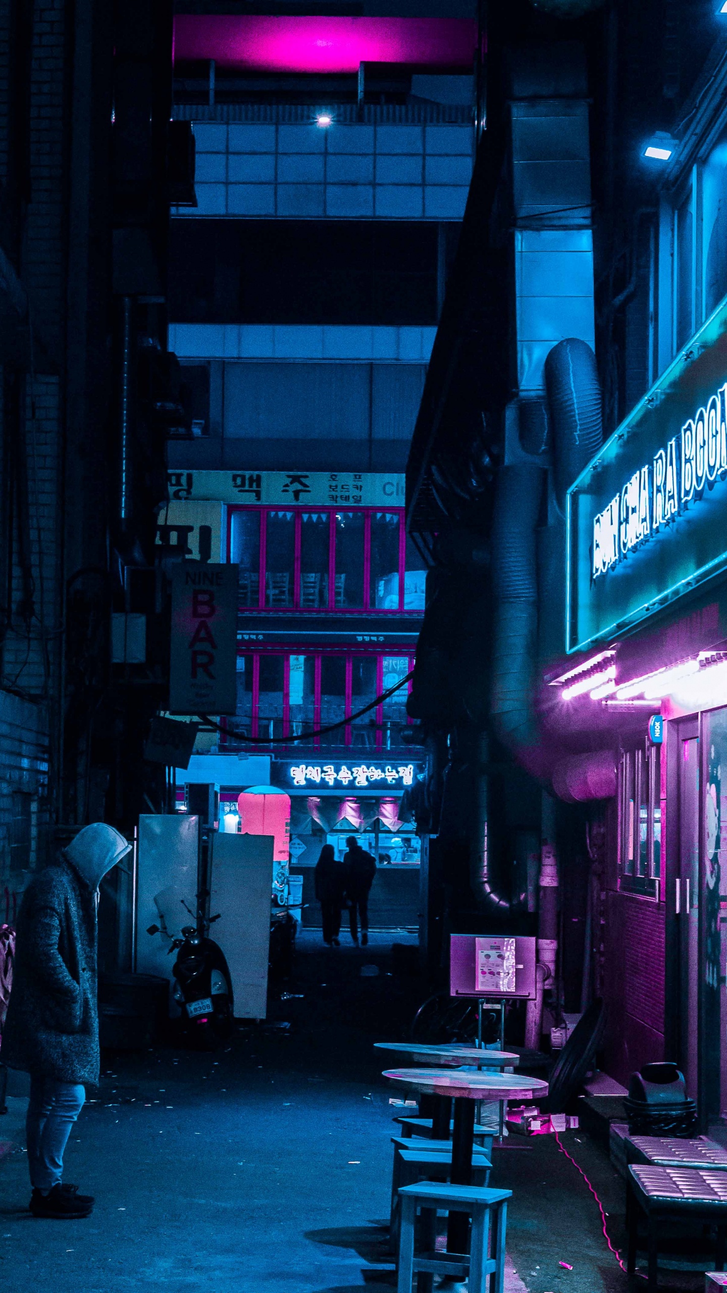 Обои освещение, неон, свет, синий, пурпур в разрешении 1440x2560